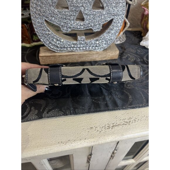 Coach Wallet Zoe Double Buckles Black Jacquard Leather Accordion Zip - Picture 5 of 13